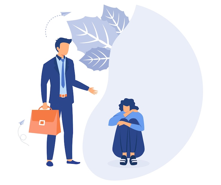 Vettore concetto di sostegno per chi è sotto stress un giovane tende la mano a un altro in uno stato di illustrazione moderna di vettore piatto di depressione