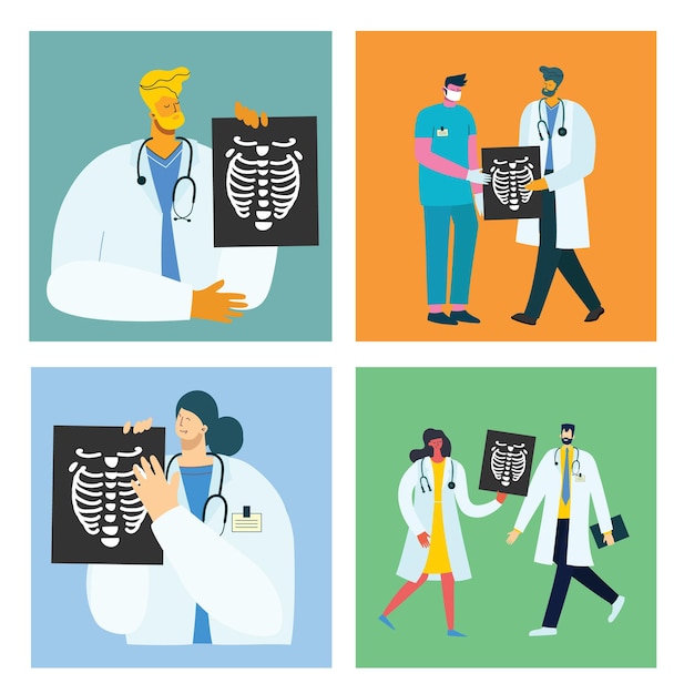 Concetto di squadra medica in carattere di persone design piatto in stile piatto