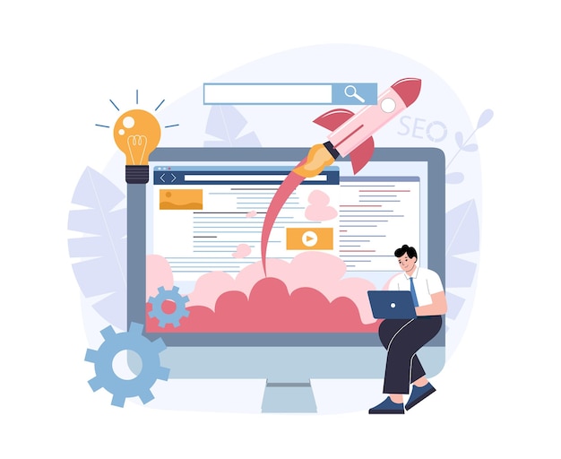 Concetto di sviluppatore SEO Illustrazione vettoriale