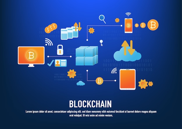 Concetto di tecnologia Blockchain con icone