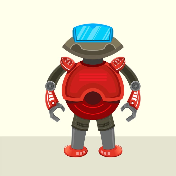 Vettore concetto di tecnologia della scienza del futuro robotico isolato stile cartone animato vettore premium per mascotte