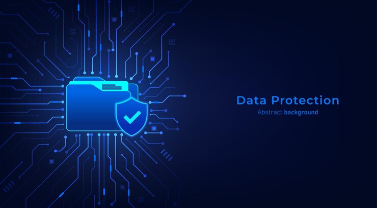 Vettore concetto di tecnologia di sicurezza dei dati privacy dei dati e protezione della rete sfondo astratto stile futuristico hitech tecnologia della cibersicurezza illustrazione vettoriale
