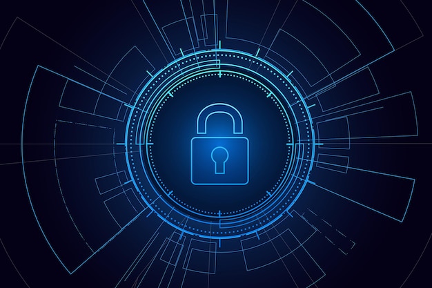 Concetto di tecnologia di sicurezza informatica Scudo con icona Keyhole sui dati personali del circuito stampato