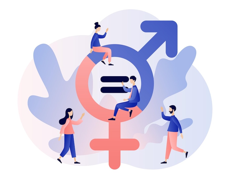 Concetto di uguaglianza di genere Segno di genere Movimento femminista per i diritti di tolleranza e le stesse opportunità