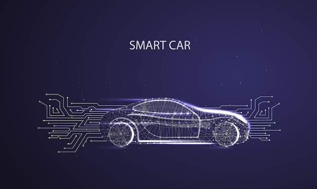 Concetto di vettore di auto intelligente. Auto elettrica