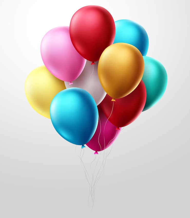 Vettore concetto di vettore di palloncini di compleanno. mazzo colorato di elementi di palloncini volanti per la festa di compleanno.