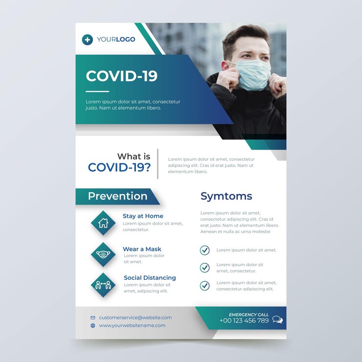 Vettore concetto di volantino informativo sul coronavirus
