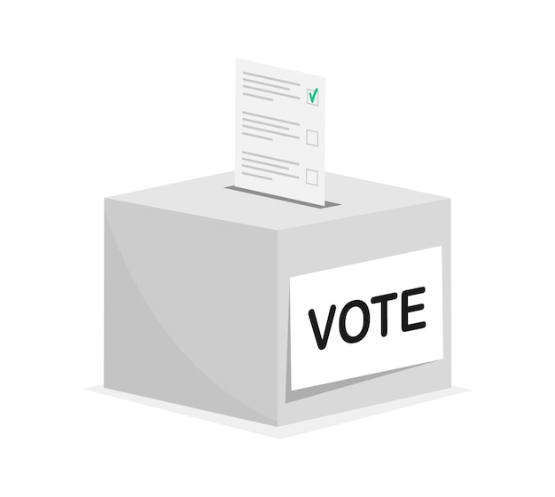 Concetto di voto La mano mette la scheda di voto nella casella di voto
