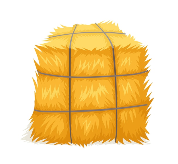Concetto giallo pagliaio Agricoltura e allevamento Raccolta e raccolto in cubo Campagna e vita rurale Modello e layout Illustrazione vettoriale piatta del fumetto isdolata su sfondo bianco