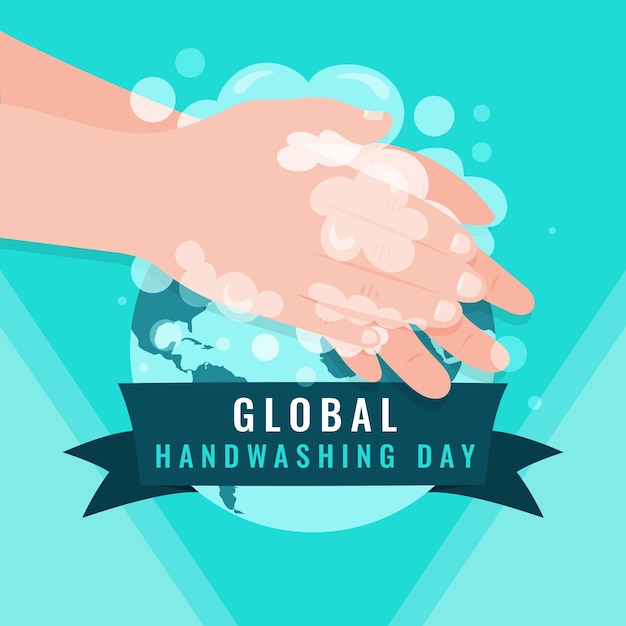 Concetto globale di giorno del lavaggio delle mani
