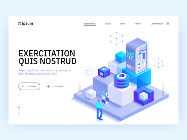 Concetto isometrico della tecnologia blockchain