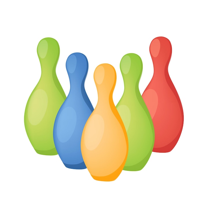 Vettore concetto sport merci biliardo e bowling questo è un esempio di una serie di birilli