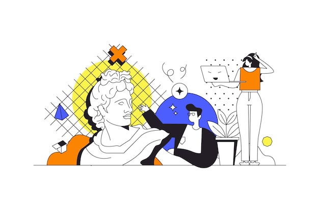 Concetto web di agenzia di design in design piatto con personaggi
