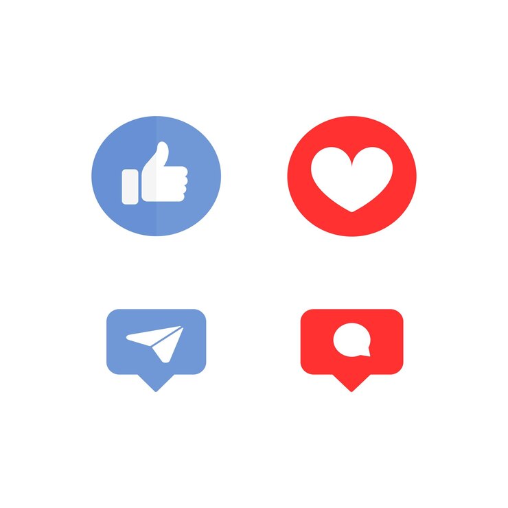 Vettore condividi il commento e l'icona del pulsante di amore come vettore dei social media