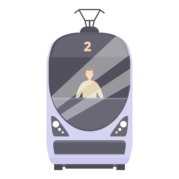 Conducente di tram che guida un moderno veicolo di trasporto pubblico