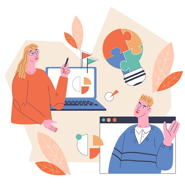 Conferenze a distanza negoziazioni lavoro di squadra sessione di brainstorming comunicazione