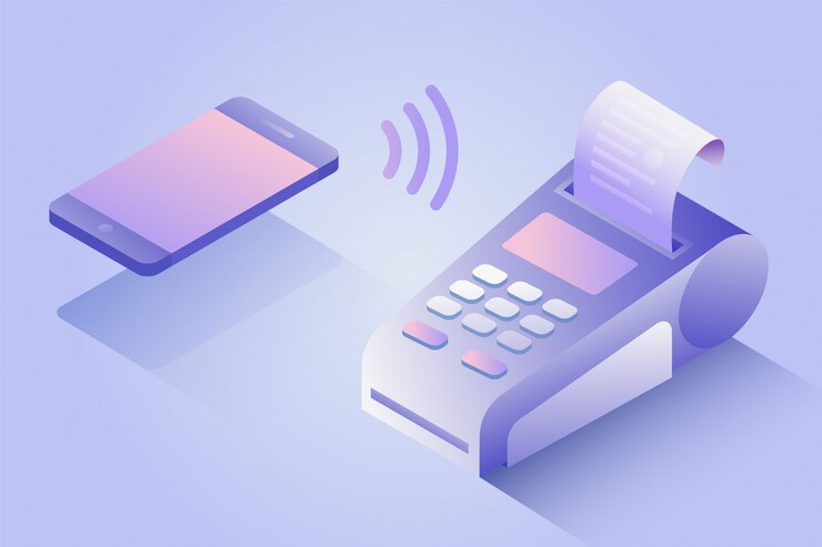 Conferma il pagamento tramite telefono cellulare, concetto di pagamento Isometrico NFC