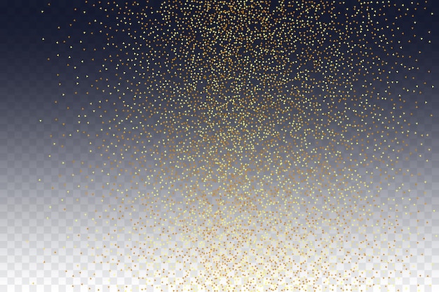 Confetti d'oro su rosso. Particelle di polvere d'oro isolate. Confine di foglio. Sfondio di anniversario geometrico. Carta di compleanno fluida. Sfondario di sposa casuale. Bokeh rotondo vettoriale. Sfondamento iridescente astratto.