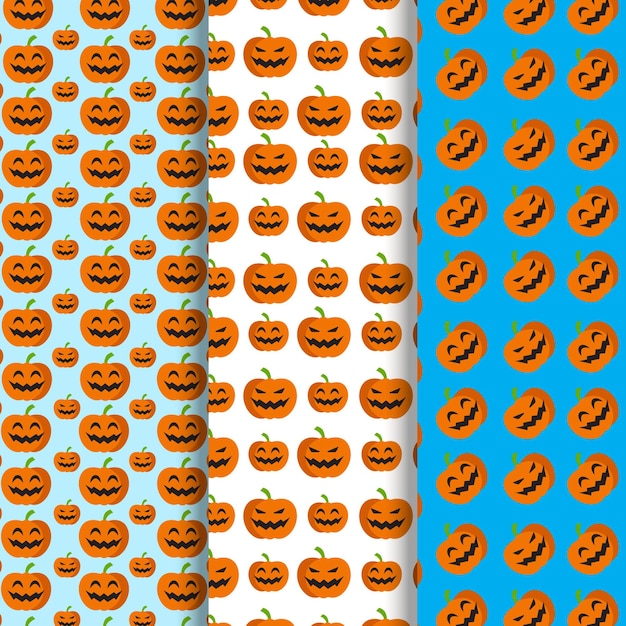 Confezione di modelli di zucca di Halloween dal design piatto