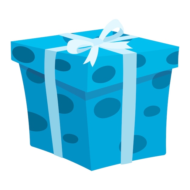 Confezione regalo blu decorata con un arco Vettore isolato cartoon illustrazione