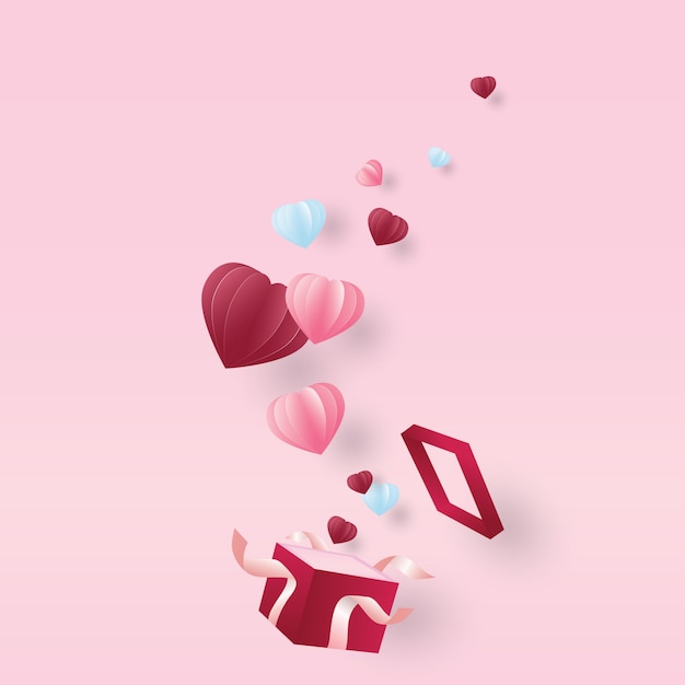 Confezione regalo con cuori volanti in carta tagliata