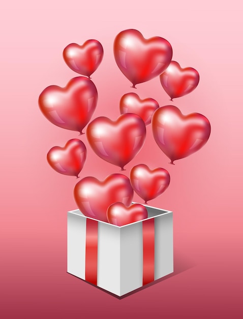 Confezione regalo con palloncini a forma di cuore