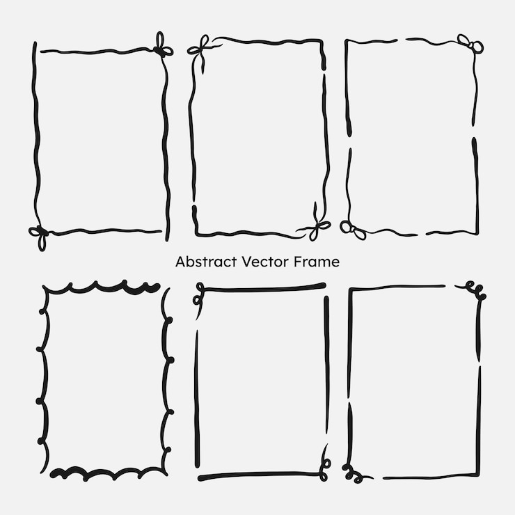 Vettore confine di cornice astratto in elemento di linea artistica in stile doodle