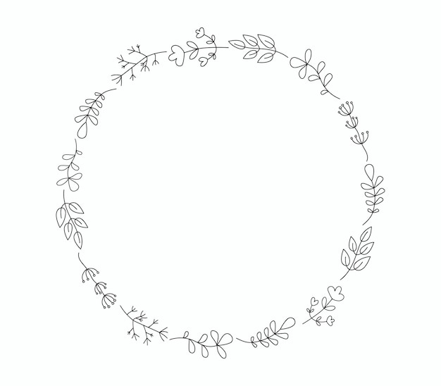 Confine di cornice rotonda con icone di cucito Accessori di cucita in stile doodle Set fatto a mano con elementi
