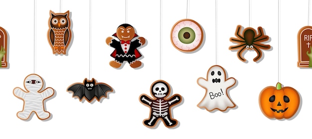 confine senza cuciture di halloween con biscotti di pan di zenzero