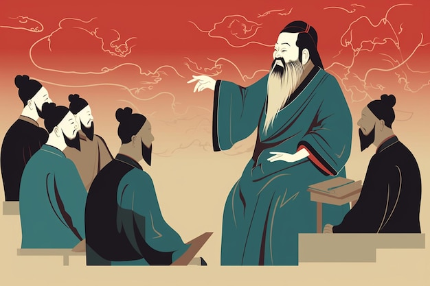 Confucio insegna agli studenti curiosi