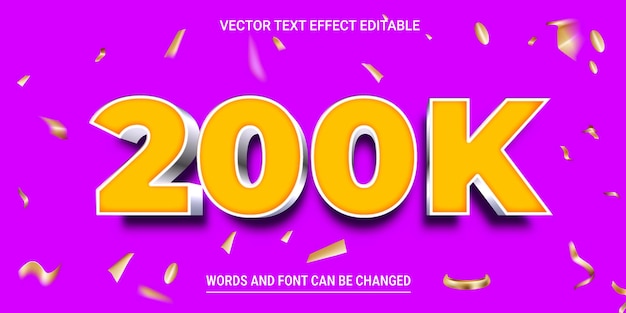 Congratulazioni 200k vettore di effetti di testo modificabile