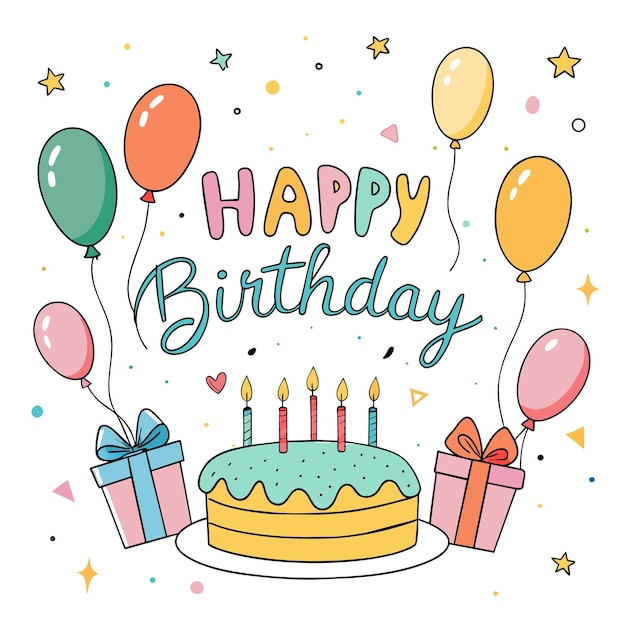 Congratulazioni di compleanno Illustrazione vettoriale della carta