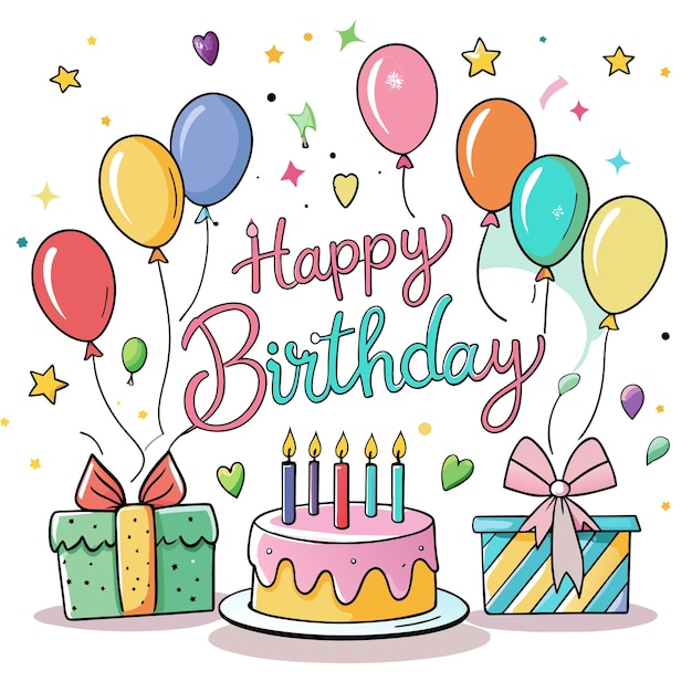 Congratulazioni di compleanno Illustrazione vettoriale della carta