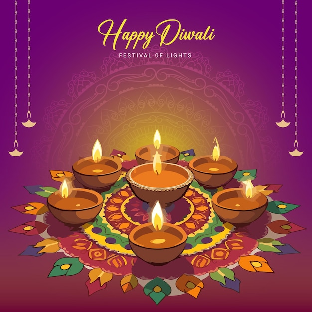 Congratulazioni di Diwali e post sui social media