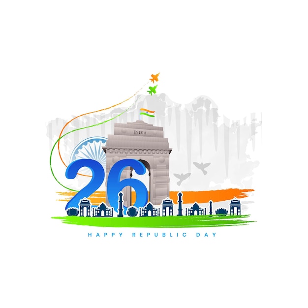 Congratulazioni per la Giornata della Repubblica dell'India Vector minimalista illustrazione banner poster design