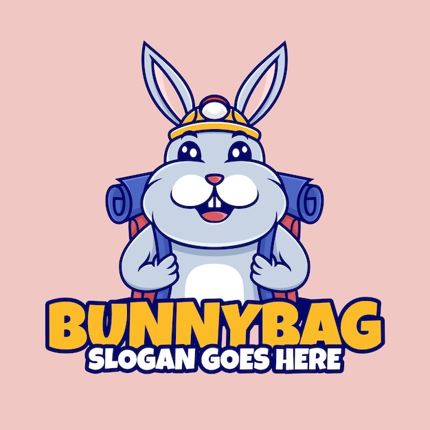 coniglietto logo borsa mascotte cartoni animati illustrazioni