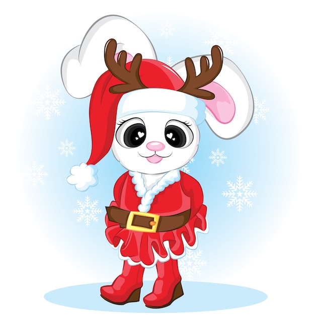 Coniglietto sveglio del fumetto, buon giorno di Natale.