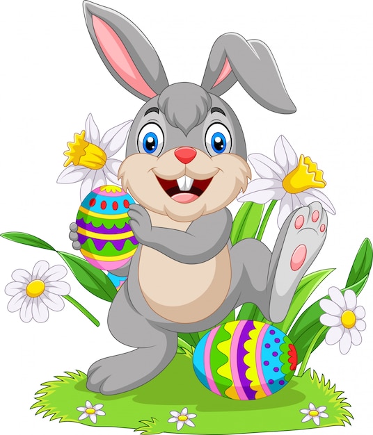 Coniglio di Pasqua con uova decorate