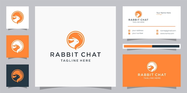 Coniglio spaziale negativo con design del logo della chat