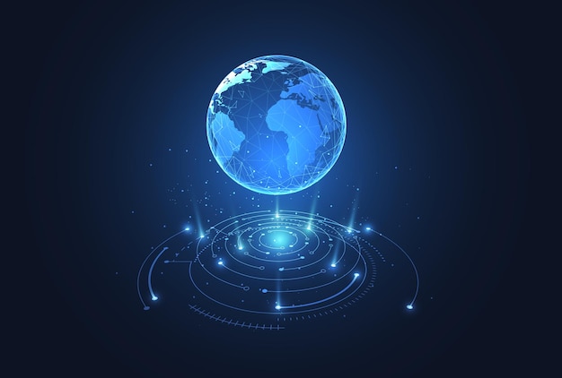 Connessione di rete globale Mappa mondiale concetto di composizione di punti e linee di attività globale Illustrazione vettoriale