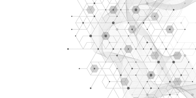Connessione esagonale dati digitali e concetto di big data visualizzazione di dati digitali esagonali vettore