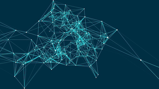 Connessioni astratte sono nello spazio Sfondo con punti e linee di connessione Struttura di connessione