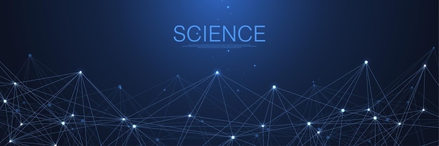 Connessioni di rete digitali astratte sfondo blu. Intelligenza artificiale e concetto di tecnologia ingegneristica. Rete globale Big Data, Linee plesso, array minimo. Illustrazione vettoriale.