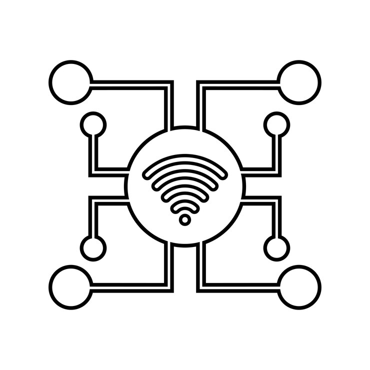 Vettore connessioni icona di linea wifi di rete vettore di contorno