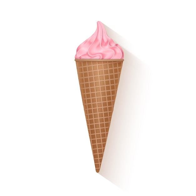 Cono gelato su sfondo bianco illustrazione vettoriale