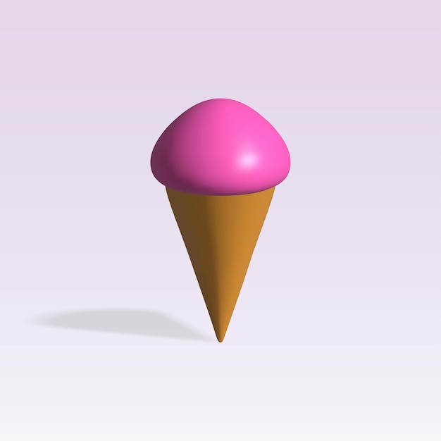 Cono gelato vettore icona 3d rosa cono gelato illustrazione 3d