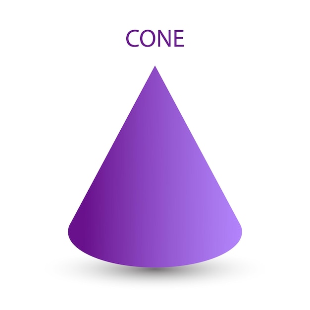 Cono viola vettoriale con sfumature e ombre per l'interfaccia utente mobile del logo del design del pacchetto di icone del gioco