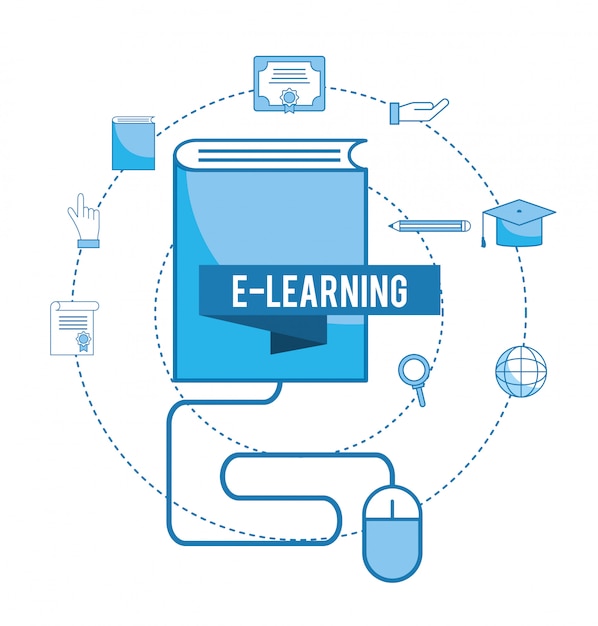 Conoscenza elearning con tecnologia a matita e mouse