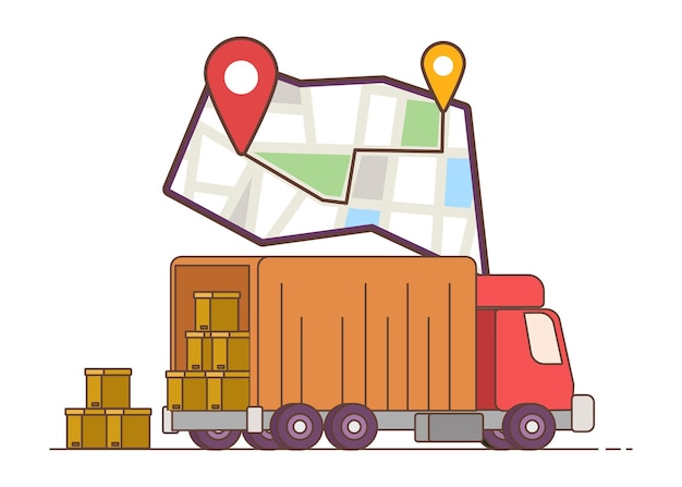 Consegna del concetto di illustrazione con camion