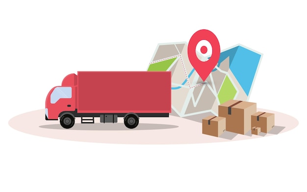 Consegna I veicoli di consegna online impostano l'applicazione dell'ordine Illustrazione grafica piatta del concetto di e-commerce